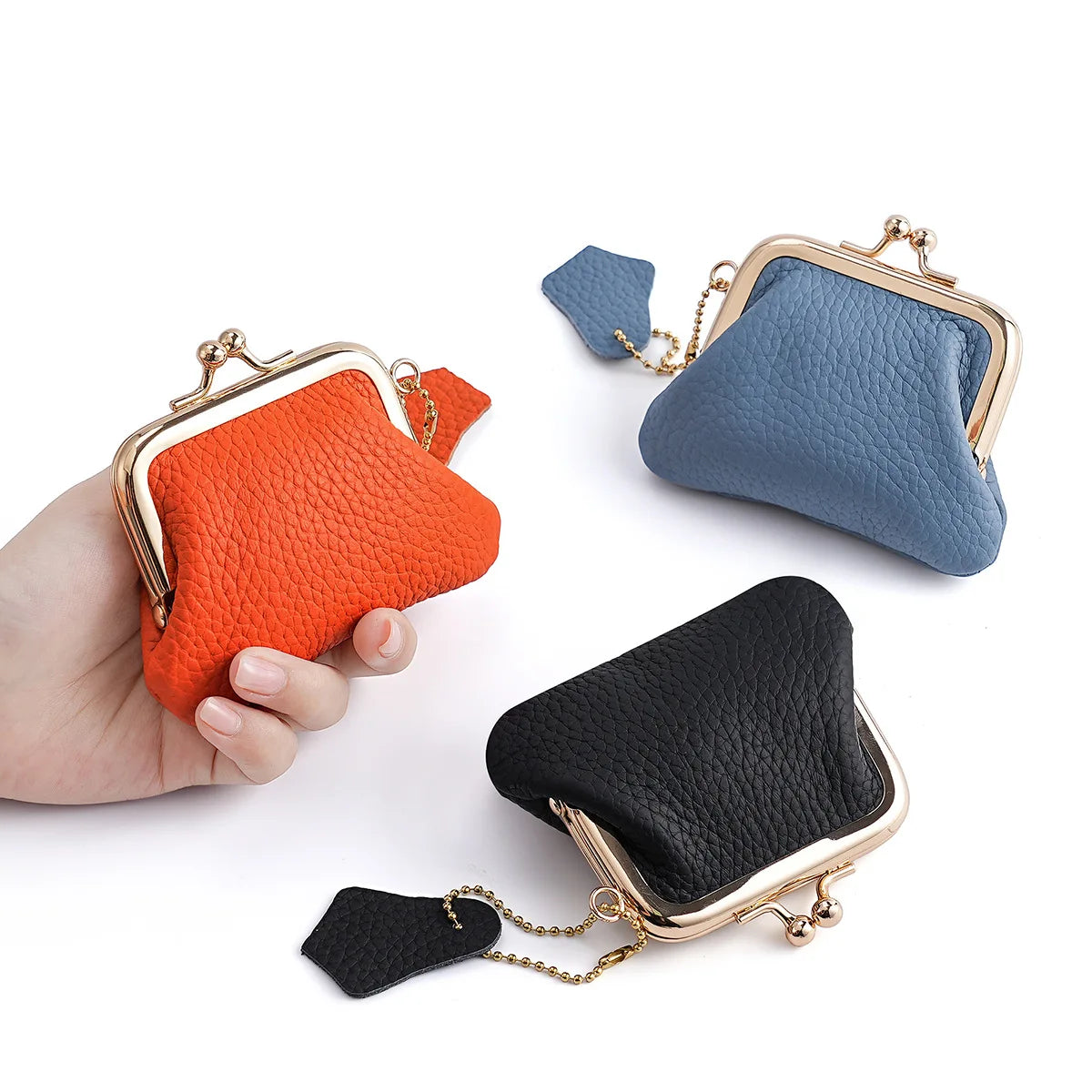 Tejesa  Multi-Color Genuine Leather Mini Coin Purse Compact Change Wallet Top Layer Cowhide Women Small Wallet