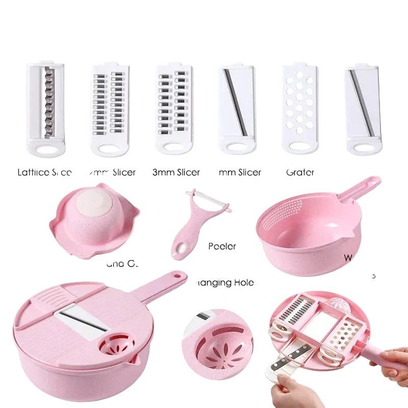 Tejesa 12 Functions Vegetable Chopper/ Carrots Potatoes Grater Vegetable Cutter /Slicer Potato Peeler /Manual Garlic Onion Chopper