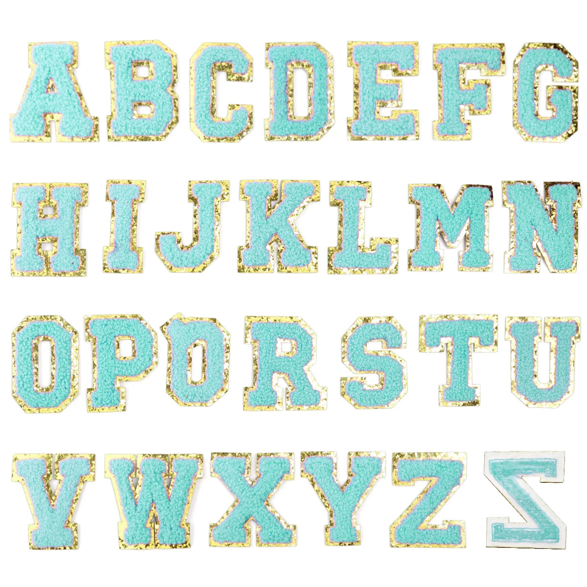 26Pcs/Set 6cm English Letter Patches Gold Edged Chenille Patches Ironing Fabric For DIY Crafts Name Sticker Bags Clothing Decor