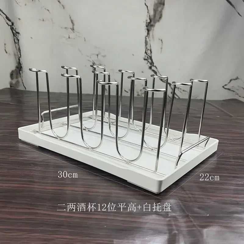 Stainless Steel Cup Tray, Inverted Hanging Rack, 8 Cup and 12 Cup Drain Rack, Home and Office Use, Durable Organizer