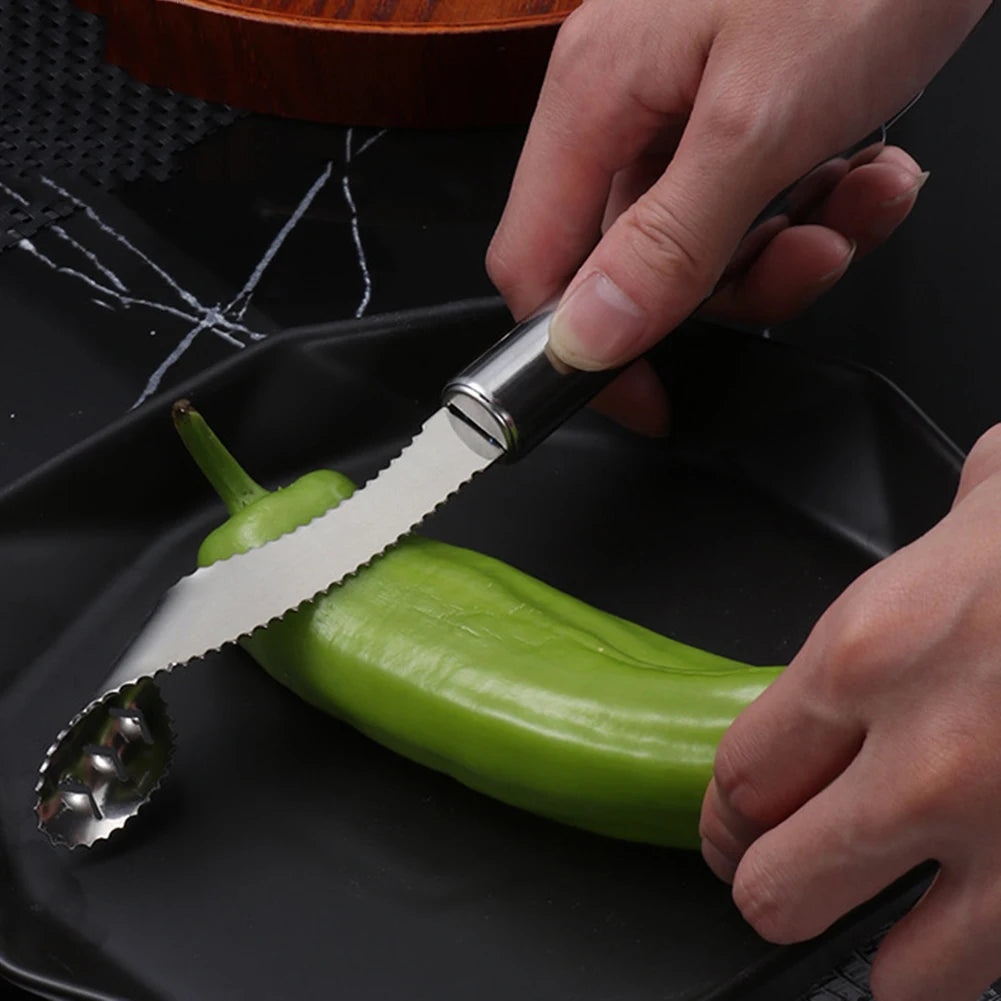 Hemasa Stainless Steel Pepper Core Remover/ Seed Remover /Seed Digger Sharpen Serrated Slice Seeding Remover