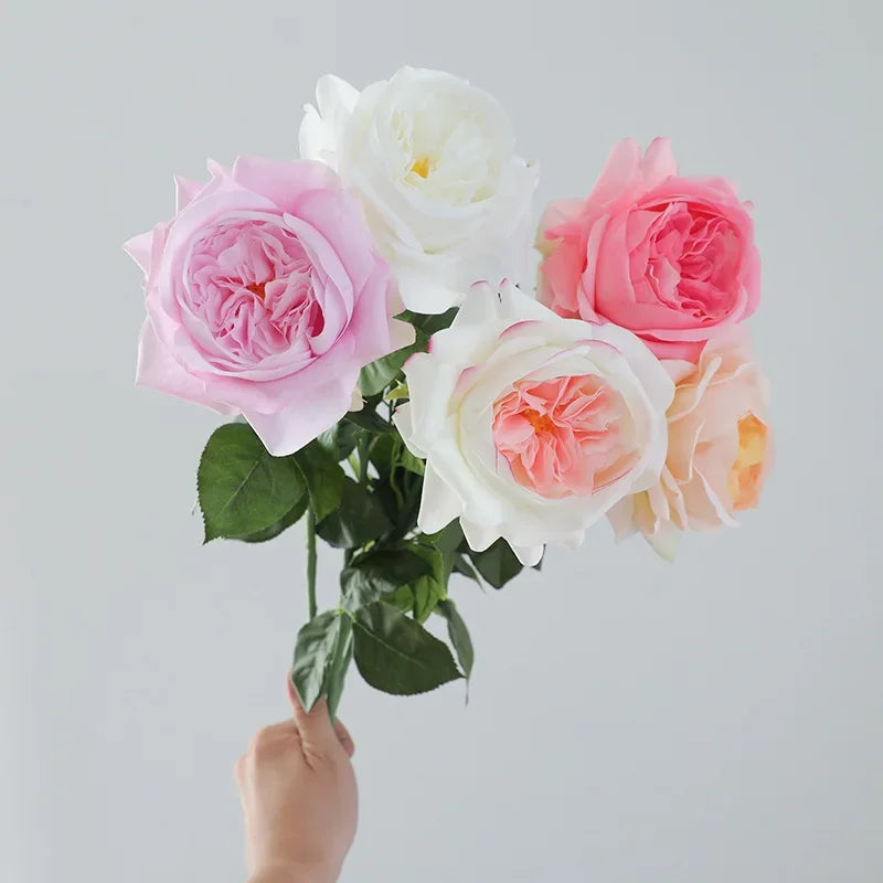 5Pc High-quality Moisturizing Rose Artificial Flowers Real Touch Rose Bridal Bouquet Wedding Decor Indoor Home Party Table Flore
