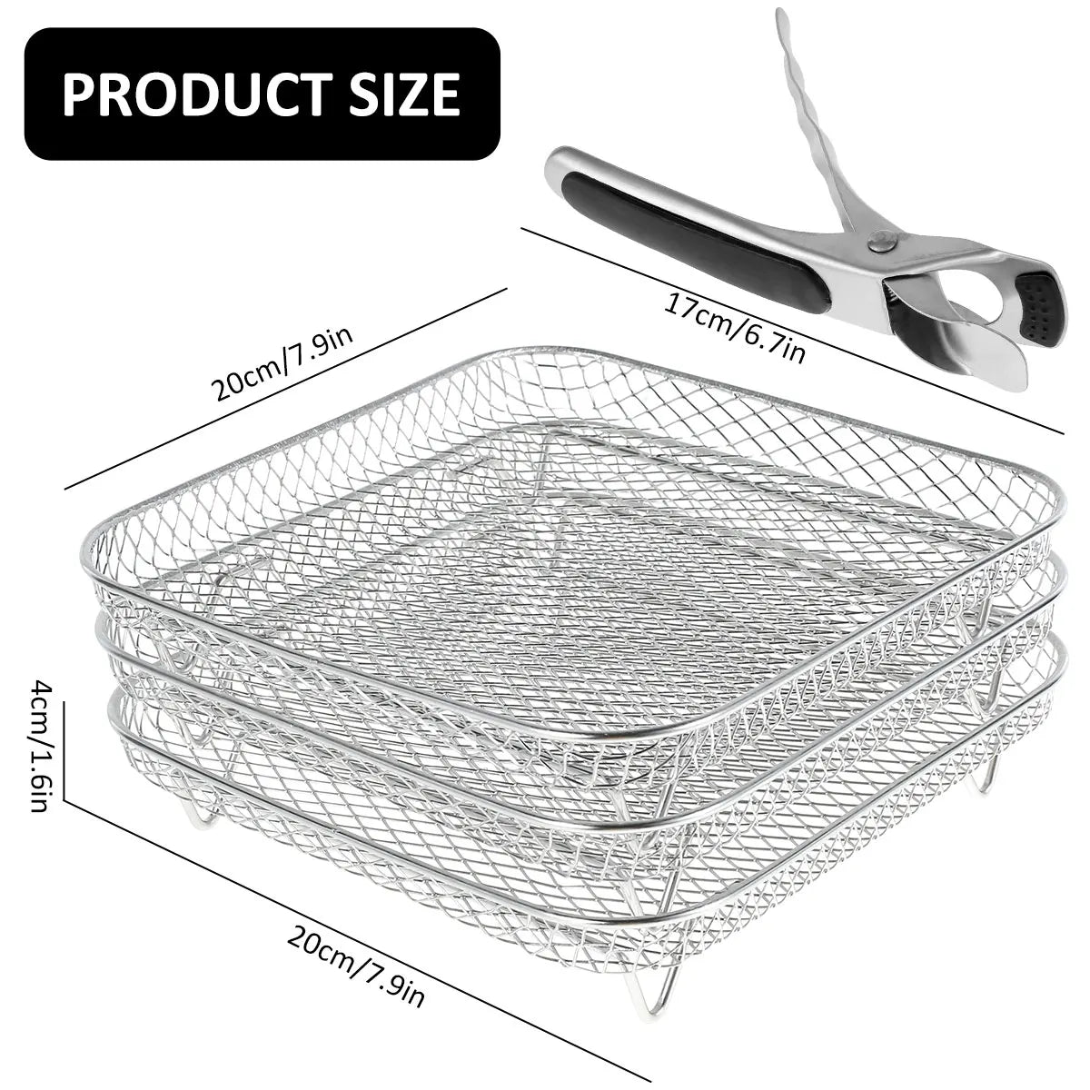 Air Fryer Rack Stainless Steel Steaming Racks Tray Air Fryer Accessories Baking Pan BBQ Gril Roasting Rack Cooking Kitchen Tools