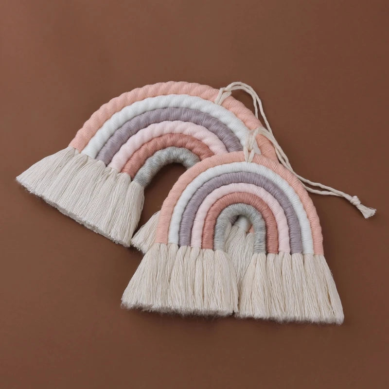 INS Hand-woven Rainbow Wall Hanging Ornaments Nordic Baby Bed Kids Room Decoration Nursery Decor Photo Props