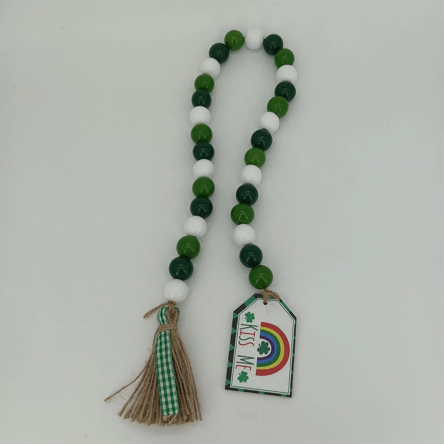 Irish Festival Wooden Bead String Tassel Pendant Wall Suspension Decoration Pendant for St Patrick's Day Tree Table Decor B88
