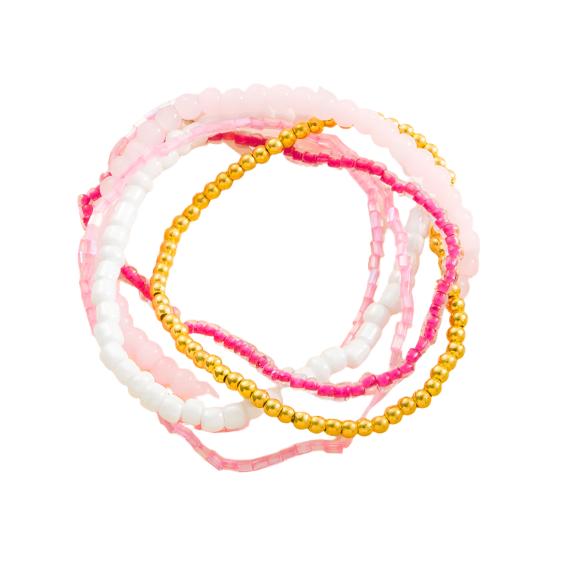 Hemasa  Rice Bead Bracelet Hand Color Charm Bracelet For Women Layered Crystal Bracelets