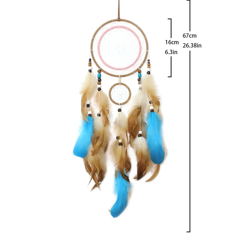 Tejesa Brown Feathers Dream Catcher Bedroom Decorations Wall Pendants Handmade Wind Chimes For Girls Birthday  Gifts