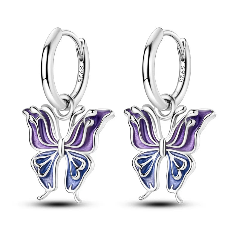 2025 Women's Earrings 925 Silver Butterfly Series Luxury Jewelry CZ Color Party Anniversary Gift