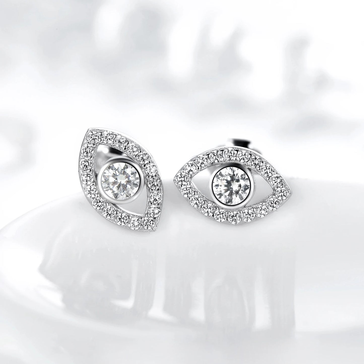 Modian 2026 Hot Sale 100% 925 Sterling Silver Cubic Zirconia Clear Eyes Lucky Stud Earrings For Women Fashion Cute Fine Jewelry