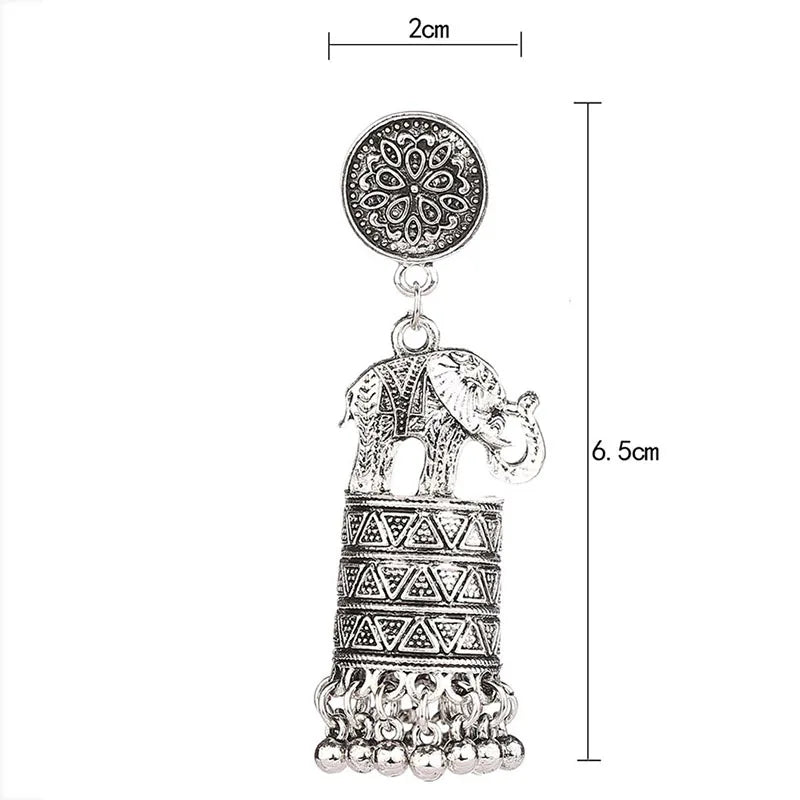 Hemasa Classic Jhumka Earrings for Women Nepal India Vintage Elephant Shaped Carved Tassel Earrings Brincos Kolczyki