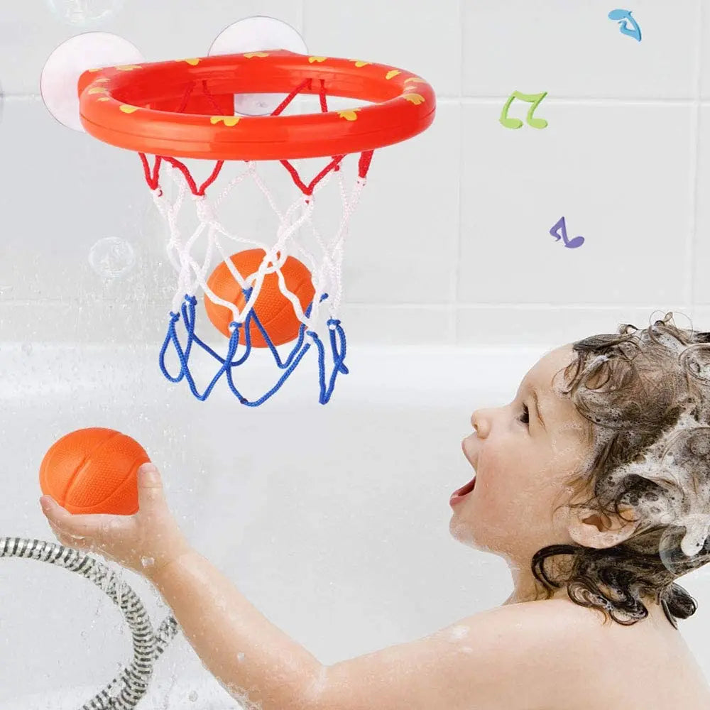 Hemasa 4pcs Bathroom Shooting Game Toy /Bathtub Basketball Hoop Set/ Fun Kids Bath Toys with 3 Balls Gift for Kids