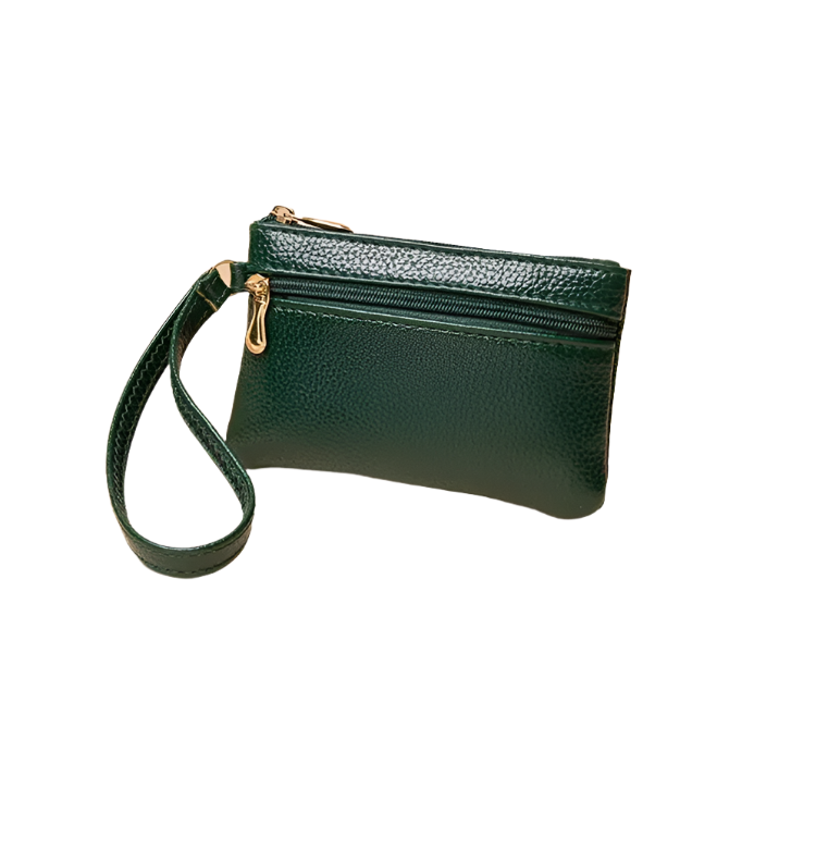 Hemasa Double Zipper Coin Purse Pu Leather Coin Pouch Id Credit Card Holder and Earphone Key Storage Bag Mini Purse Wallet Cute Purse