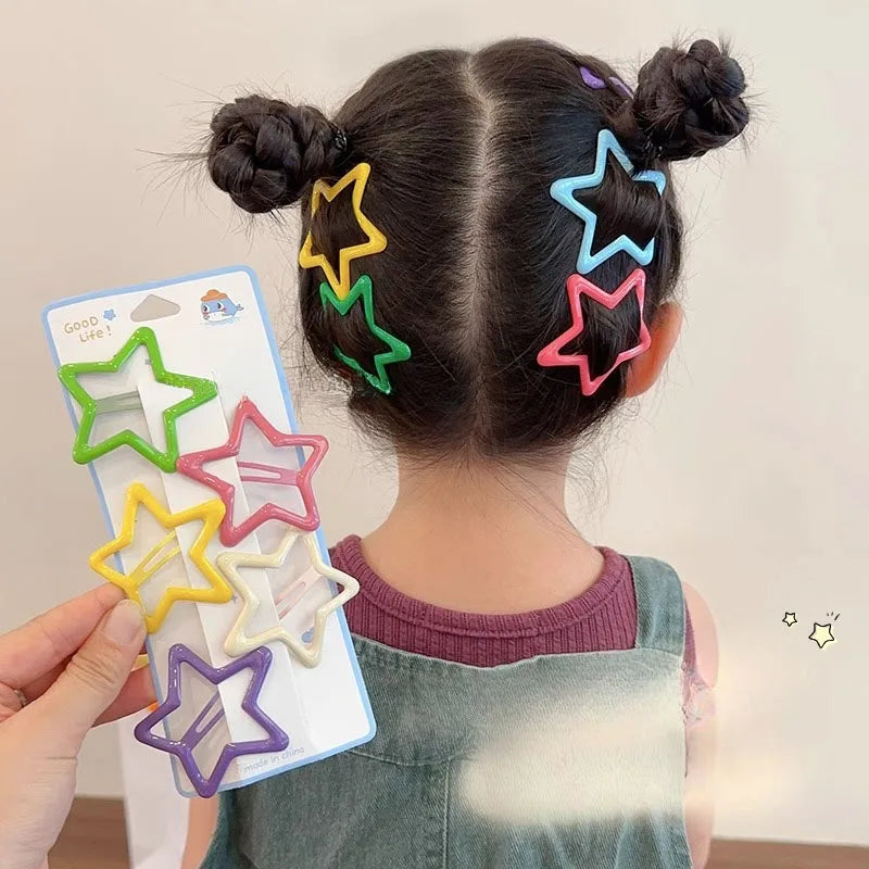 Hemasa 6pc Korean New Big Star BB Hairpin Hair Side Clips for Girls Women Kids Gift Wedding Party Hair Accessories