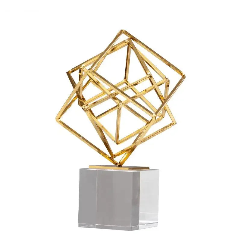 Creative Metal Geometric Ornaments Desk Decoration Ornaments Modern Decor Gold/silver Alloy Crafts Geometric Artwork Statue