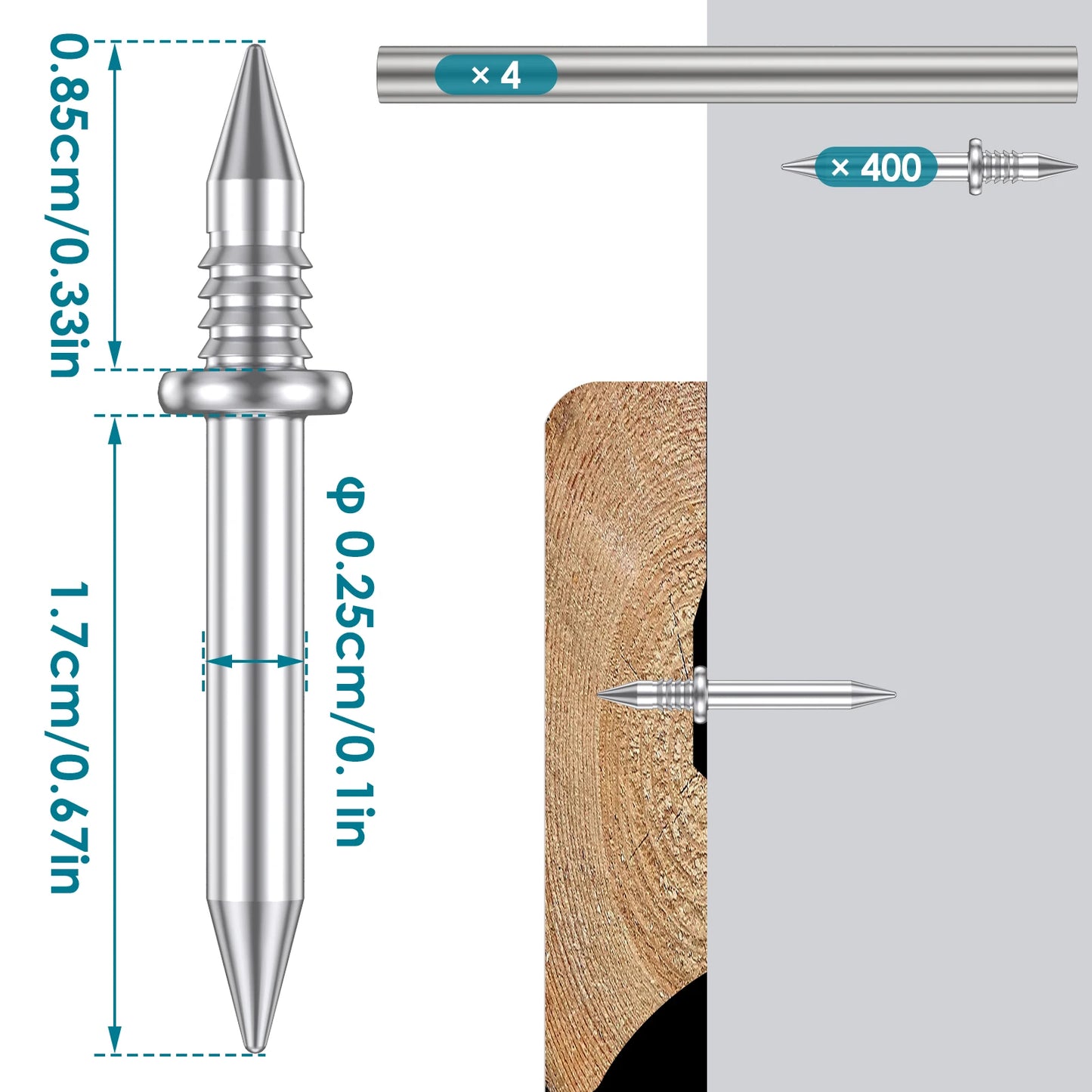 Tejesa 400/100Pcs Skirting Line Screws Double-Head Skirting Thread Seamless Nail Invisible Security Screws Wood Baseboard Screws Nails