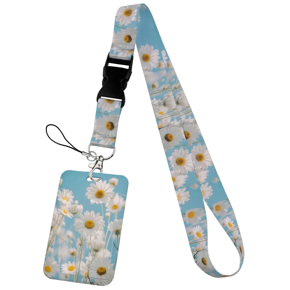 Tejesa  Flower design Lanyard Business Credit Card Holder/ Neck Strap Keychain Hang Rope ID Badge Holder
