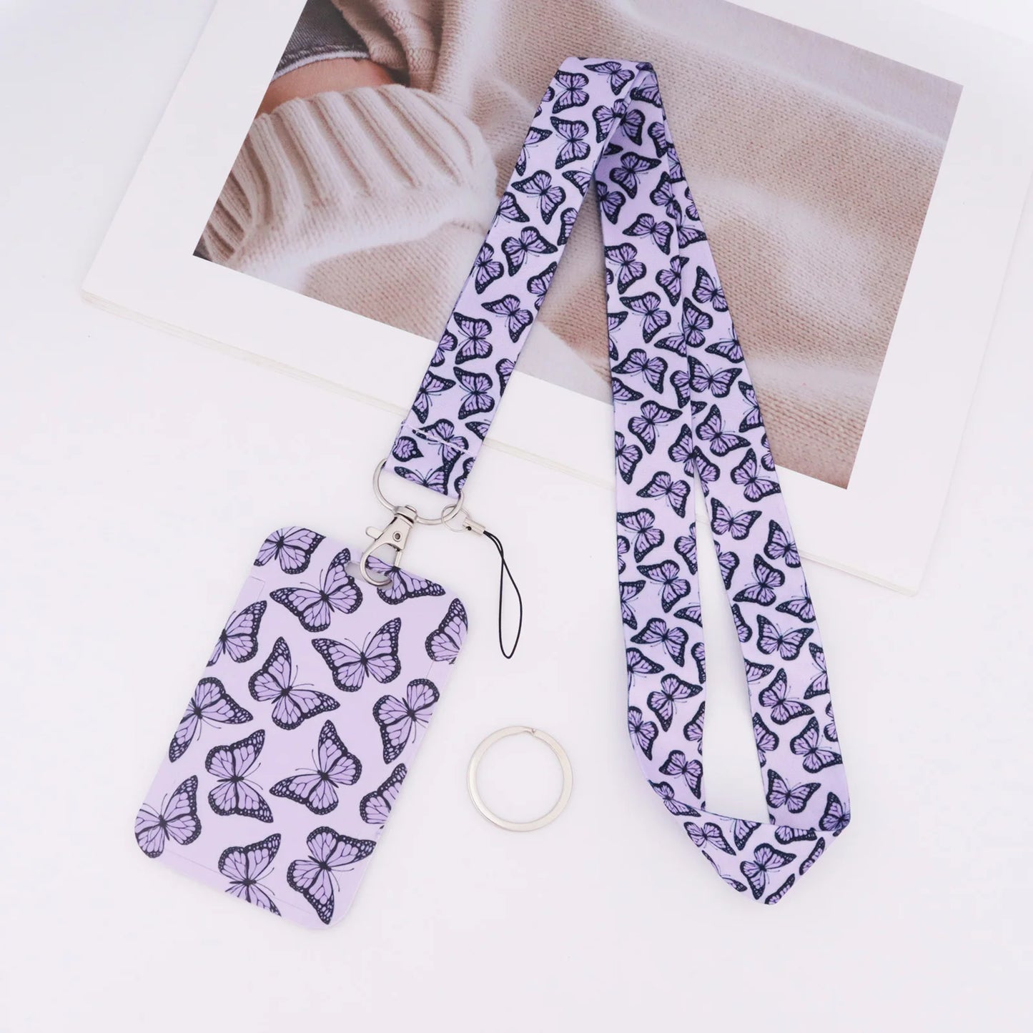 Tejesa Butterfly Teacher Lanyard with Id Holder  /Neck Strap for Keys/ Keychain Cell Phone Strap