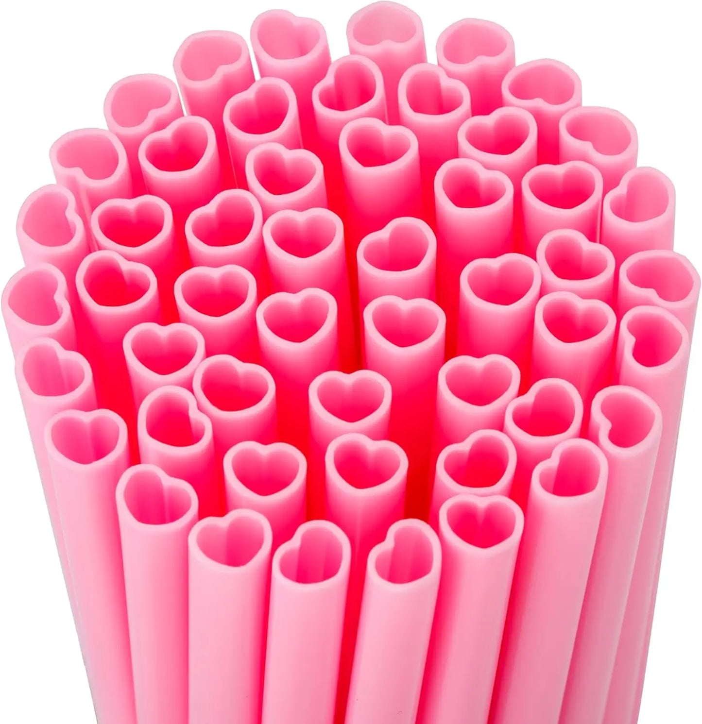 Hemasa 100-400 Heart Shaped Pink Straw Disposable Drinking Cute Straws