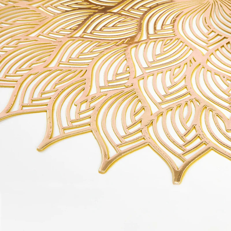 Hemasa Set of 6 Gold Sunflower Coasters PVC Hollowed-Out Placemats - Available in 2 colours