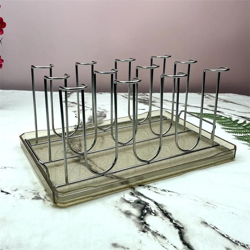 Stainless Steel Cup Tray, Inverted Hanging Rack, 8 Cup and 12 Cup Drain Rack, Home and Office Use, Durable Organizer