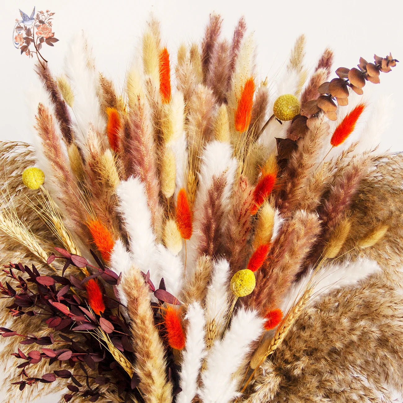 Fluffy Bunny Tails Grass Dried Flowers Pampas Bouquet for Wedding DIY Dining Table Decor Eucalyptus Leaves Home Party Decoration