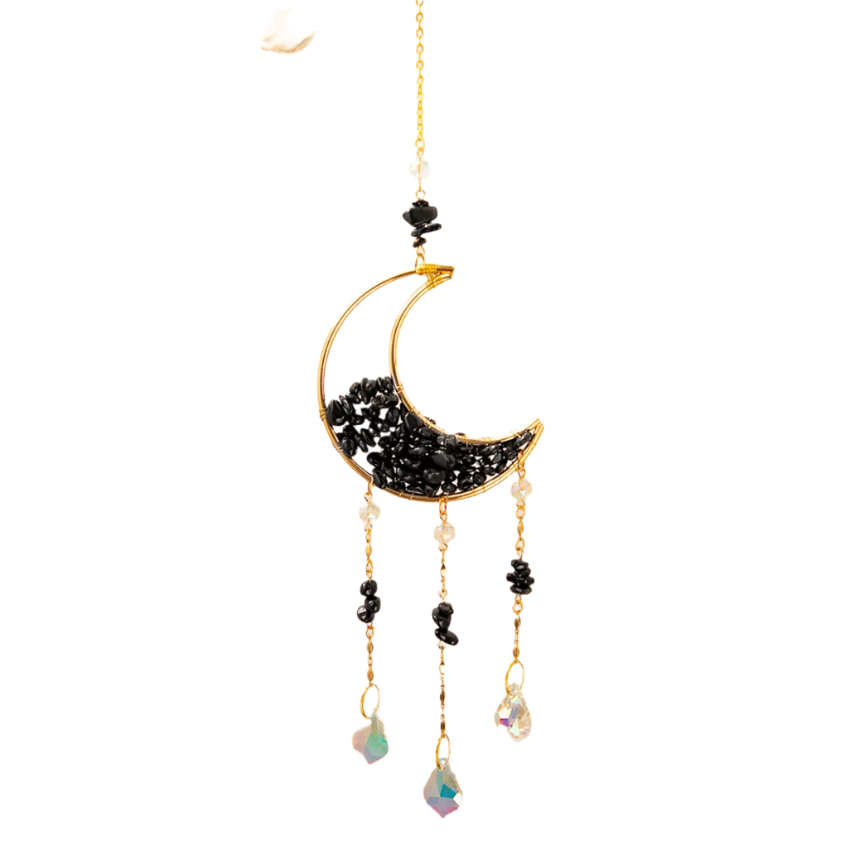 Hemasa Amethyst Suncatcher Moon Crystal Gemstone Windchime Sun Catcher / Rainbow Crystal Window Yard Garden Decoration Outdoor