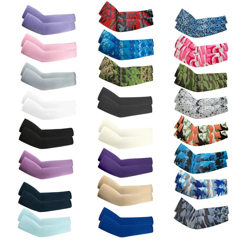 Hemasa  3Pairs Arm Sleeves Summer Sun UV Protection Ice Cool Cycling Running Fishing Climbing Driving Arm Cover Warmers For Men Women
