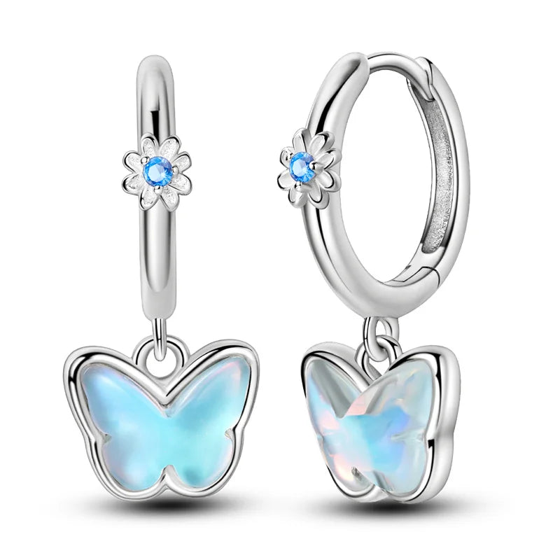 2025 Women's Earrings 925 Silver Butterfly Series Luxury Jewelry CZ Color Party Anniversary Gift