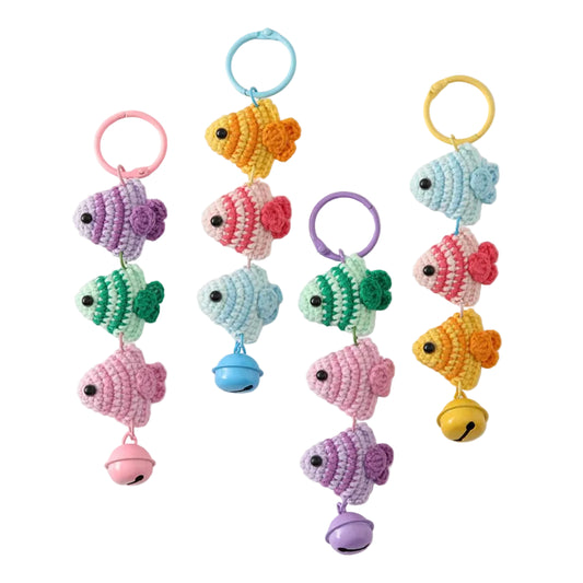 Hemasa Colorful Crochet Fish Pendants Cute Knitted Animal Car Mirror Hang Decor Lovely Handwoven Pendant Bag Decor Gift