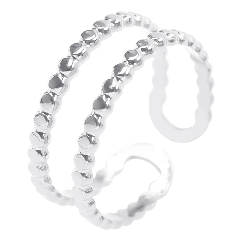 Hemasa 3pcs  Round Double Dot Chain Finger Ring Women