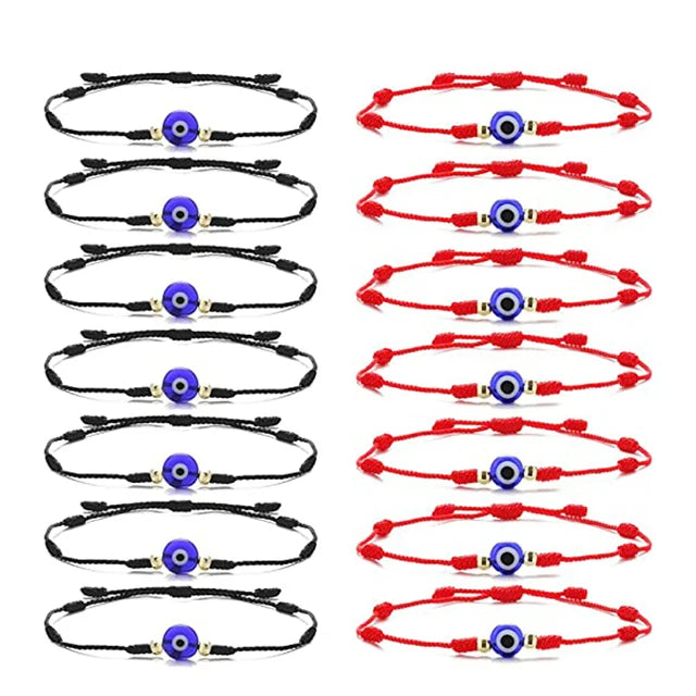 14PCS Turkish Evil Eyes Bracelet Black Natural Stone Beads Obsidian Men Braslet for Women Men Yoga Hand Jewelry Accessories