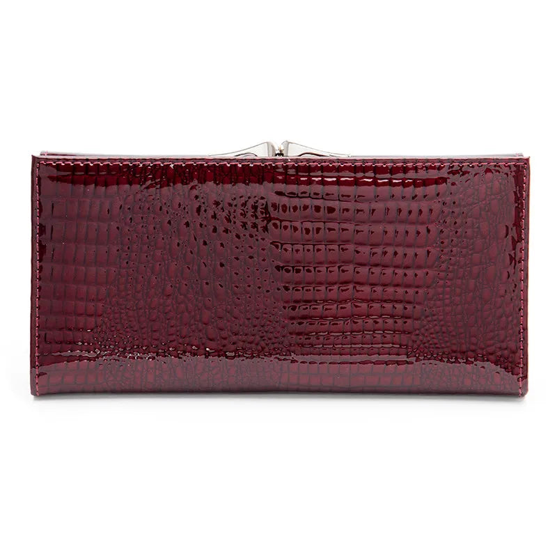Genuine Leather Purses for Coins and Cards Long Cow Leather Wallet Women Alligator Pattern Female Clutch Bag