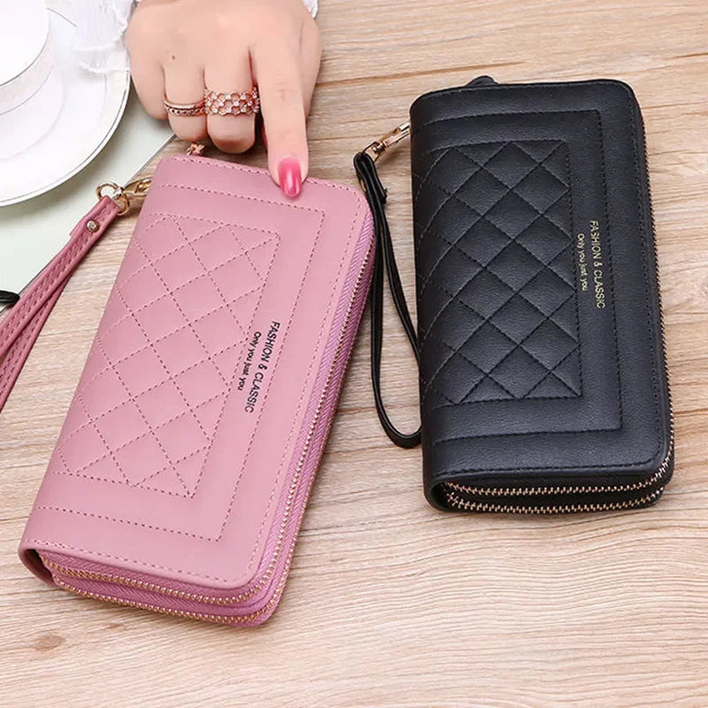 Hemasa Long Wallet for Women /Tassel Coin Purse Card Holder Wallets/ Double Zipper PU Leather Clutch Bags/ Luxury Money Phone Bag