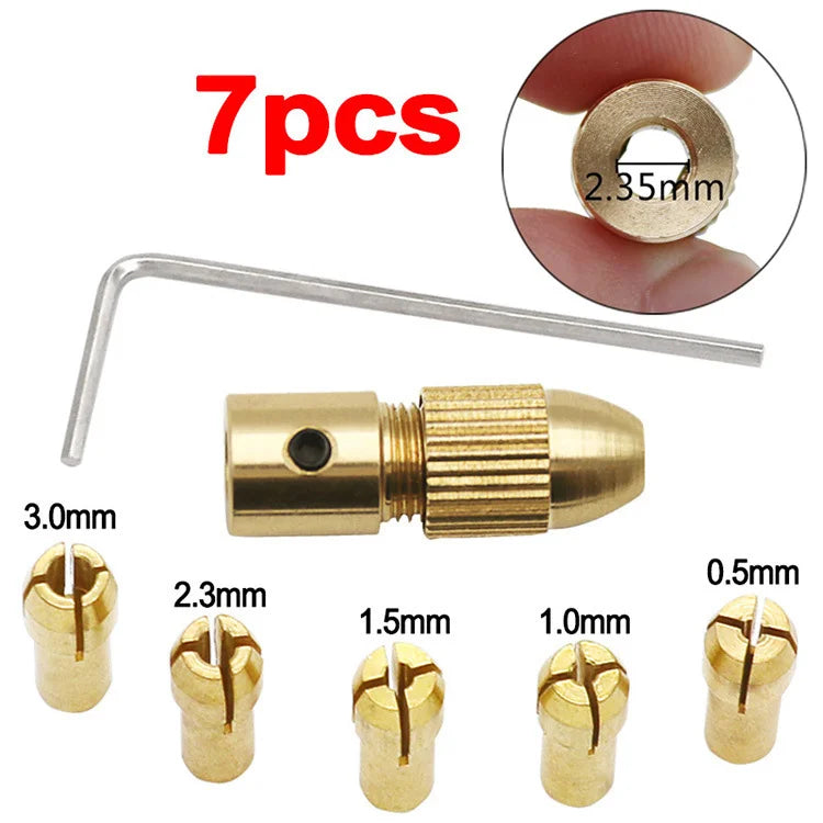 7 in 1 2.35/3.17/4.05/5.05mm Mini Drill Chucks Adapter Small Electric Drill Bit Collector Micro Twist Chuck Tool Kit Woodworking