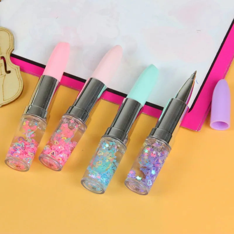 Novelty Lipstick Ballpoint Pen Portable Signature Promotional Pens Small Fresh 0.5mm Black Ink School Office Supplies Girl Gift