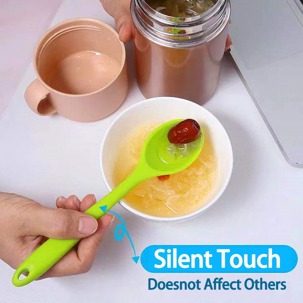 Hemasa  1Pc Soft Silicone Spoon Stirring  Long Handle Tableware Cooking Utensils Ladle Kitchen Accessories