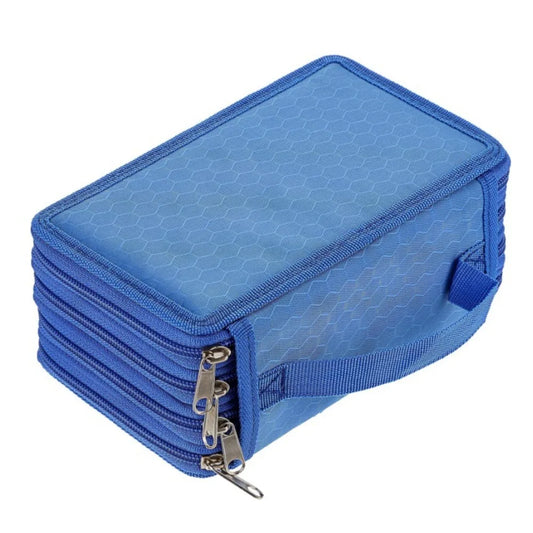 Hemasa 2/3/4 Layers Colored Pencil Bag Large Capacity Square Pencils Case Smooth Zipper