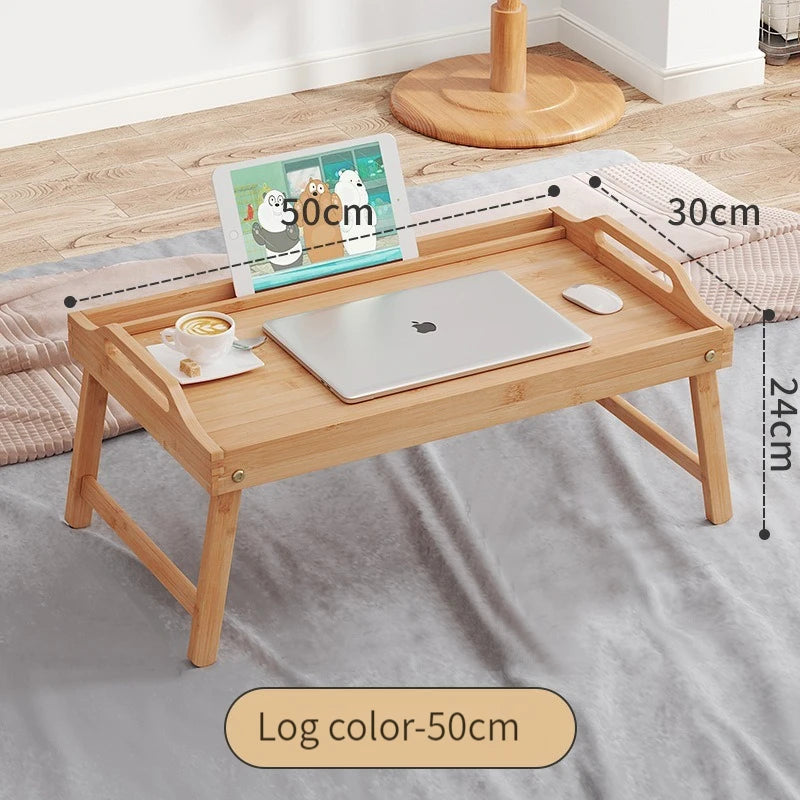 Hemasa  Bamboo Wood Bed Tray Portable Folding Laptop Desk Tea Food Serving Table Folding Leg Laptop Desk On The Bed