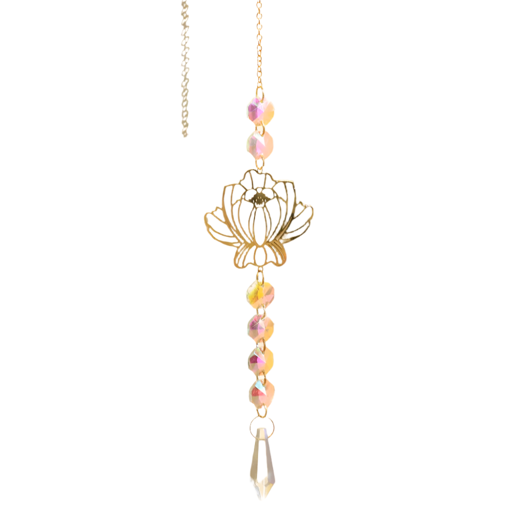Hemasa Lotus Sun Catcher Crystals Rainbow Hanging Suncatcher /Chakra Light Catcher Stained Glass Prism for  Window /For Outdoor /For Garden Decoration