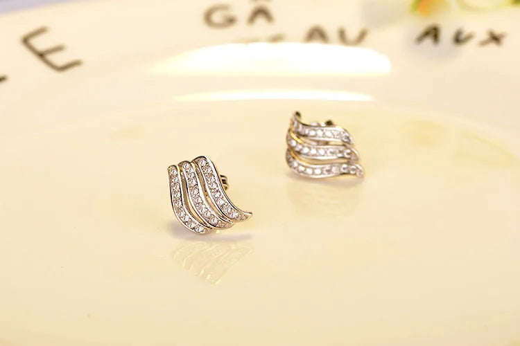 925 Sterling Silver Hollow Earrings Luxury Feather Fairy Wings Stud Earrings For Women Fine Jewelry Free Shipping
