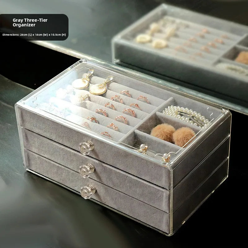 Three-Layer Desktop Jewelry Box Cosmetic Storage Rack Earring Display Stand Watch Pin Display Stand Multi-Purpose Plastic Sto...