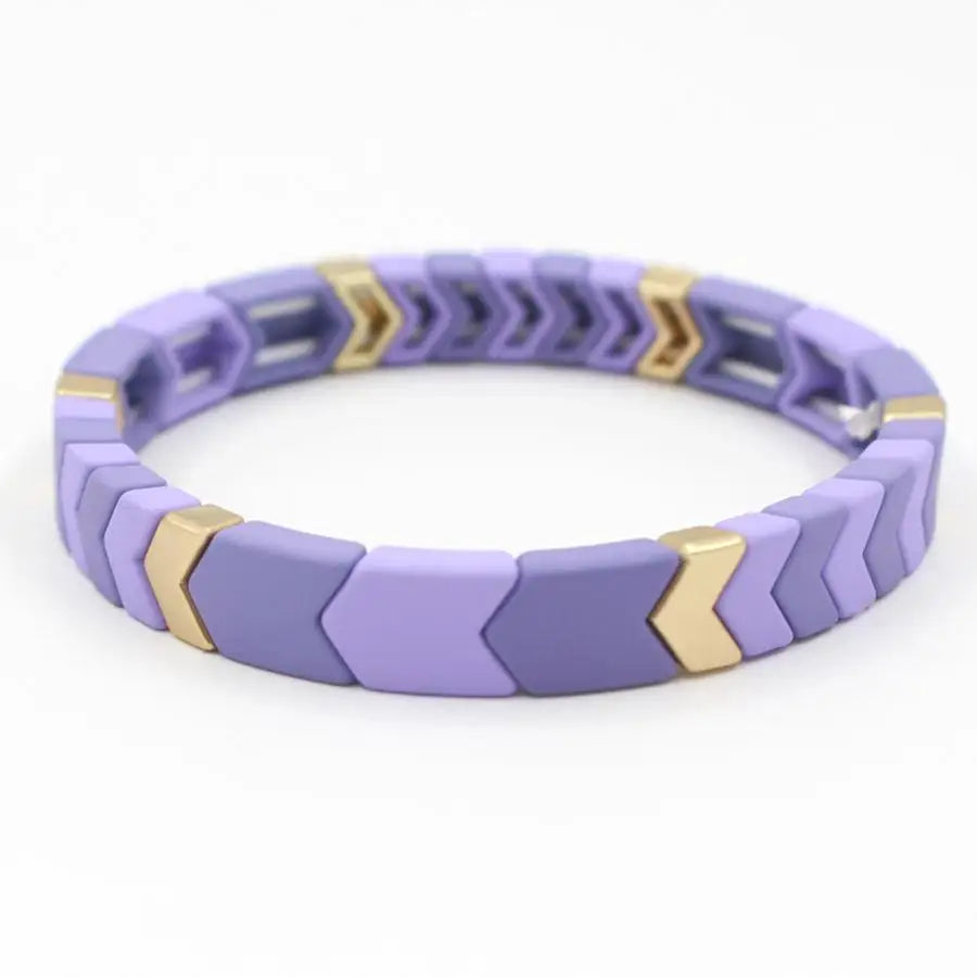 Bohemian Fashion Enamel Beads Ladies Bracelet Bangle Purple Frosted Paint Autumn and Winter Cold Wind Series Original Design