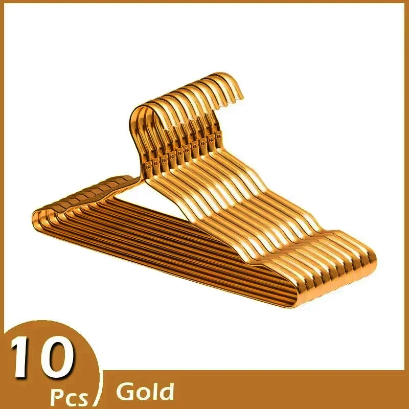 Tejesa 10pcs Aluminum Alloy Clothing Hanger Golden Durable Domestic Coat Supplies Organizer Wardrobe Organizer Clothing Storage Rack