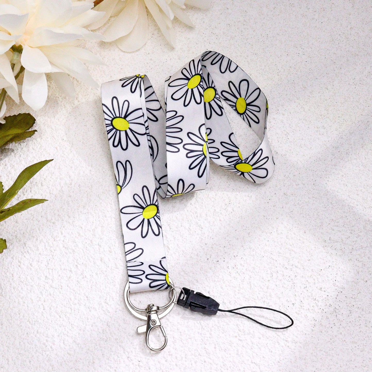 Tejesa  Daisy Neck Lanyard for ID Card Holder /Cute Flower Polyester Teacher Lanyard