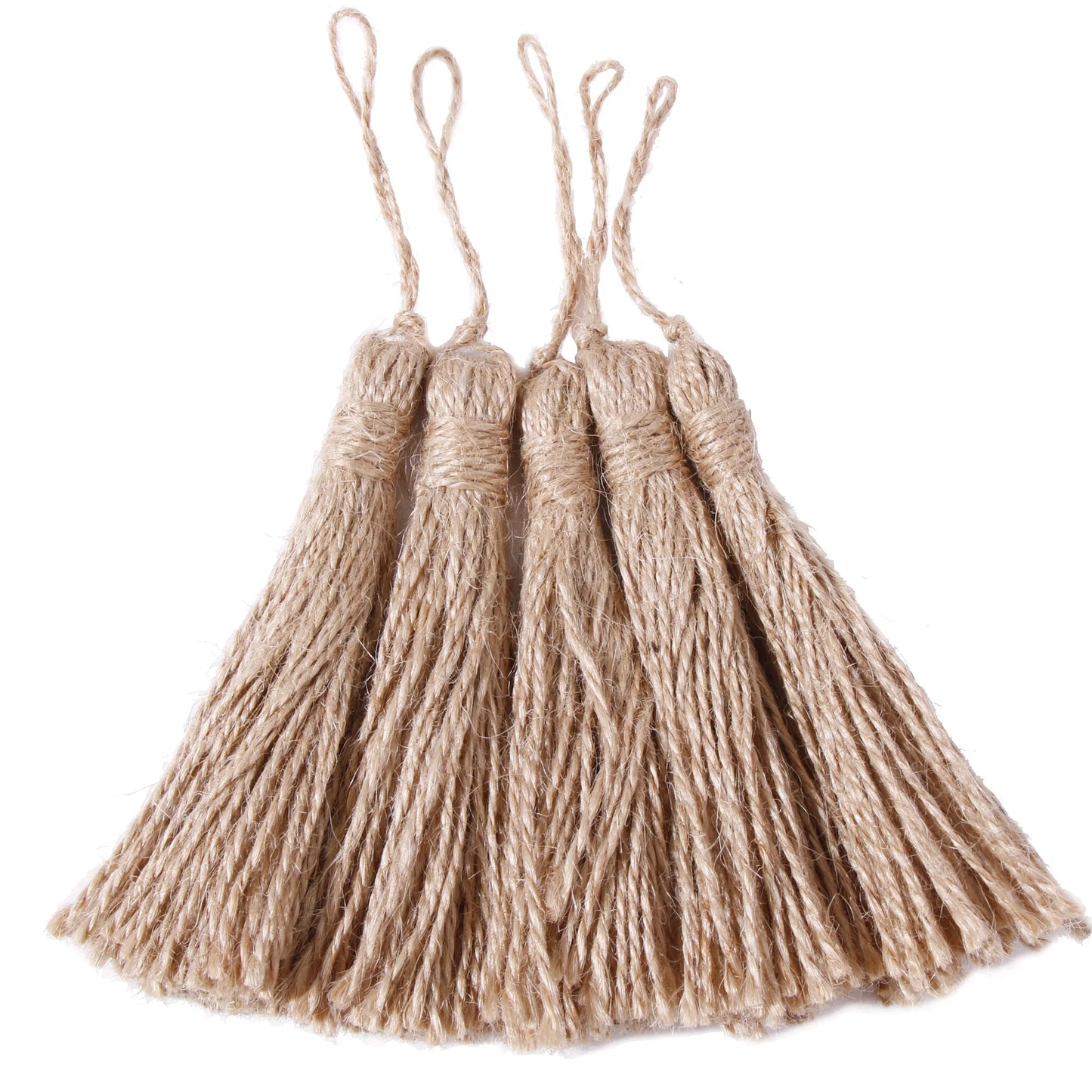 20pcs Jute Tassels for Crafts Natural Rope Hemp Tassel Curtain DIY Home Party Decorations