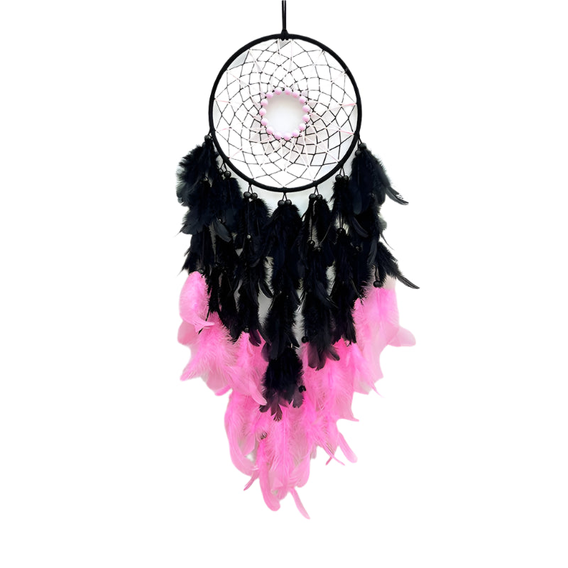 Hemasa Pink and Black Colour  Feathers  Dream Catcher Wind Chime Living Room Bedroom for  Gifts