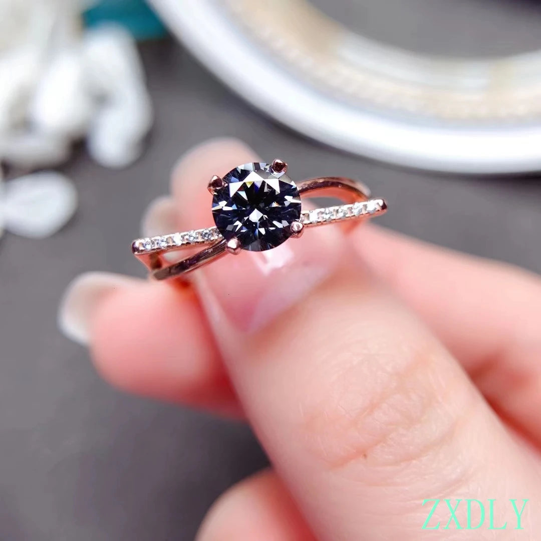 Hemasa  Moissanite Ring 925 Sterling Silver 1ct Champagne /Green/Grey  Diamond Engagement Ring For Women Party Gift