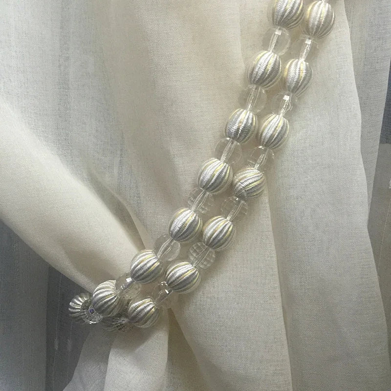 2Pcs Decorative Beaded Curtain Tiebacks Curtain Hanging Ball Buckle Tie Back Holdback Room Curtain Accessories Home Decor