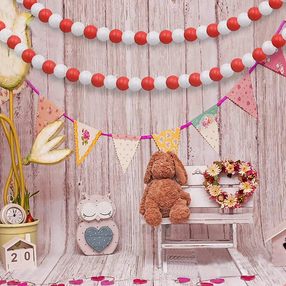 DIY Christmas Wooden Tassel Beads Garland With Wooden Snowflake Car Pendant Wall Hanging Ornaments Crafts Christmas Decoration