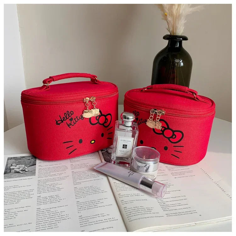Hemasa 2PCs  Cosmetic Bag Makeup Case Wash Bags Women Bags Make Up Pouch Hello Kitty bag